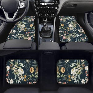 Boho Flowers Car Mats, Car Accessories For Women, Floral Car Floor Mats, Cute Car Accessories, Boho Car Mat, Cute Car Mats, Cottagecore Car image 2
