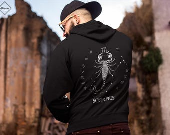 Sudadera con capucha de Escorpio, regalos de Escorpio, cumpleaños de Escorpio, regalos del zodiaco de Escorpio, sudadera con capucha del zodiaco, hombres de Escorpio, ropa del zodiaco, regalos de Escorpio para hombres