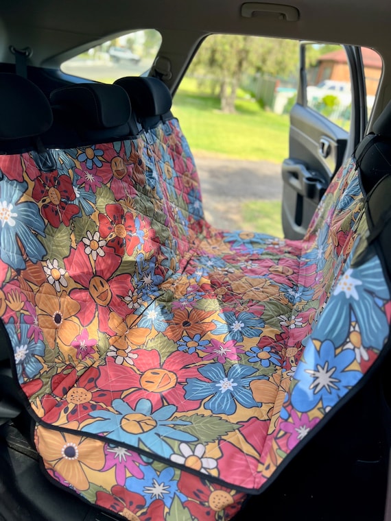 Hippie Flowers Pet Seat Cover, Dog Travel Seat Protector, Floral Seat Cover  for Car, Car Seat Covers, Backseat Dog Hammock, Hippie Car Decor 