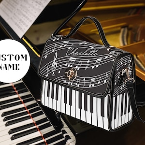 Sac à main pour piano, sac de piano, sac à musique, cartable, cadeau pour amateur de piano, cadeau professeur de musique, sac à bandoulière, cadeaux piano, cadeau professeur de piano