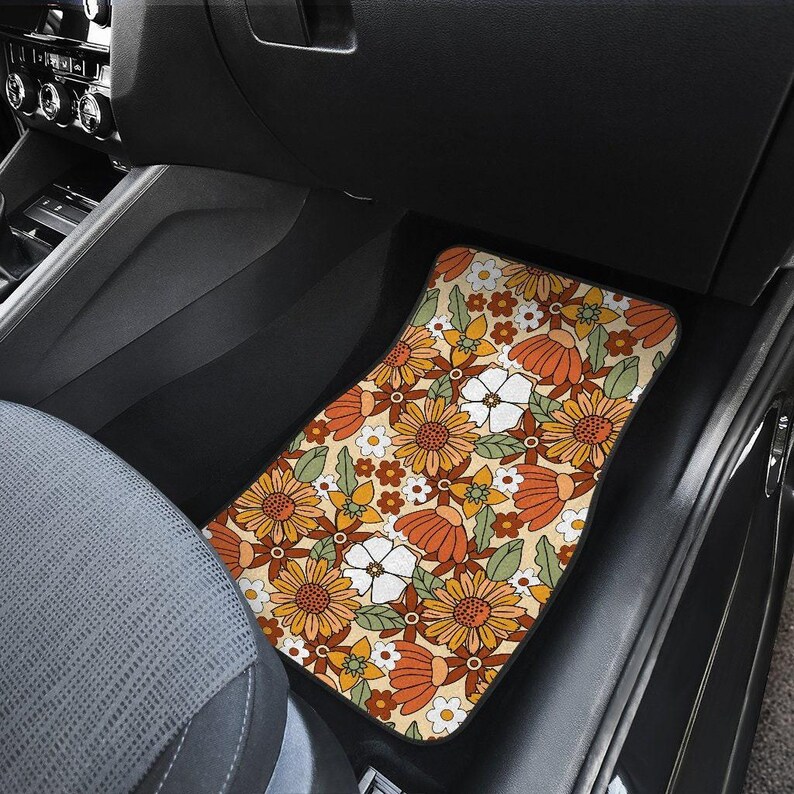 Dywaniki samochodowe Flower Power, Dywaniki samochodowe Hippie, Akcesoria samochodowe dla kobiet, Prezenty dla palaczy, Akcesoria samochodowe w stylu retro, Dekoracje do wnętrz samochodowych, Cottagecore zdjęcie 3