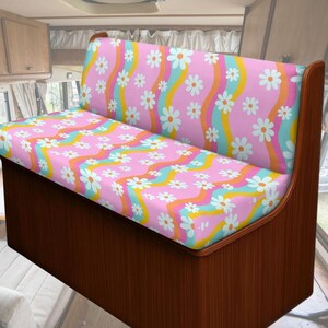 Funda de sofá para autocaravana, accesorios retro para interior de autocaravana, accesorios para interior de autocaravana, funda de sofá con diseño floral, bonita funda de cojín para comedor de autocaravana.