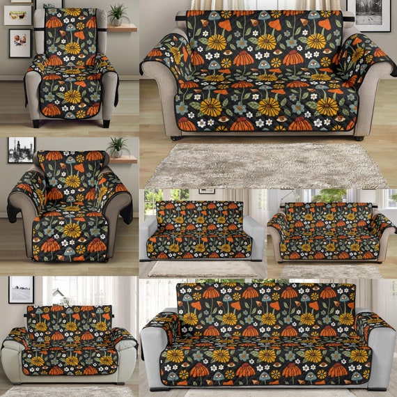 Hippie Mushroom Print Sofa Cover Quilted Couch Cover Lounge - Etsy