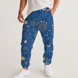 Celestial Print Joggers Men, Mens Track Pants, Festival Clothing, Trendy Joggers, Mens Trousers, Psychedelic Pants, Mens Pants, Rave Outfit