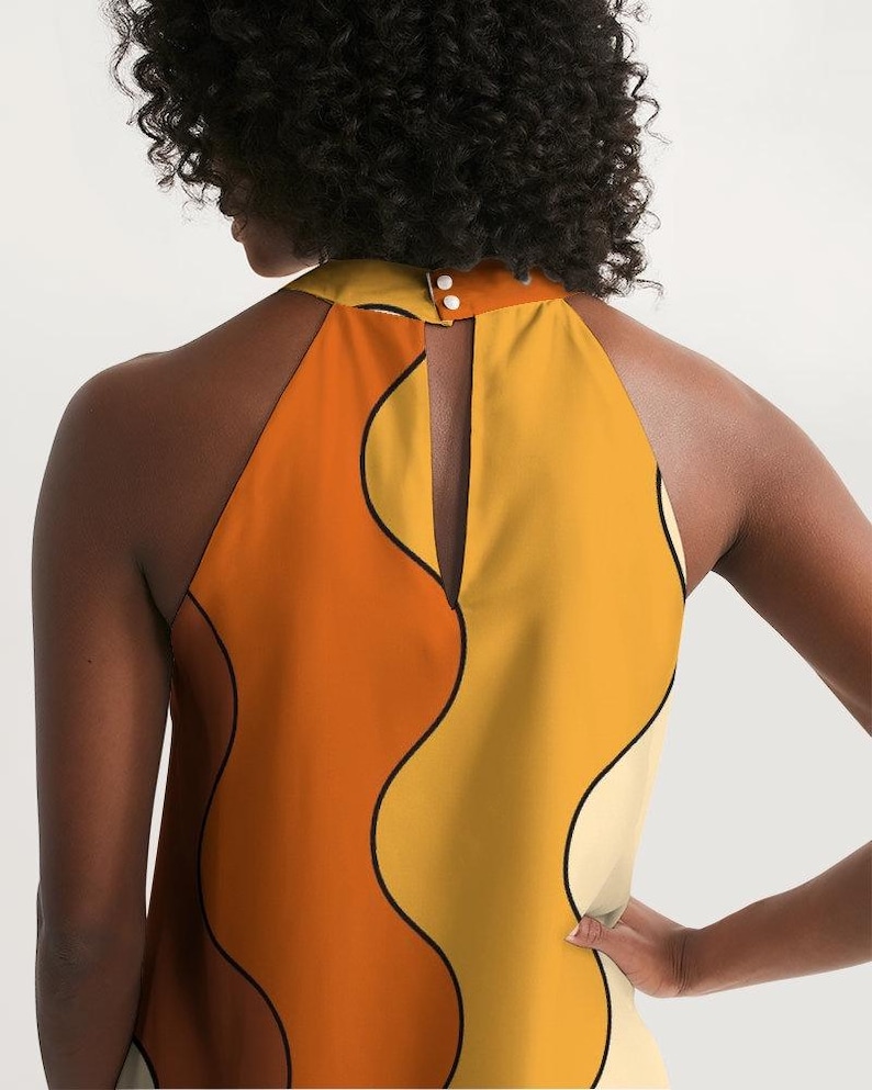 70s Dress, 70s Clothing, Retro Stripes, Large 70s Halter Dress, Sleeveless Dress, Retro Clothing Women, Music Festival, Cool Hippie Dress image 3