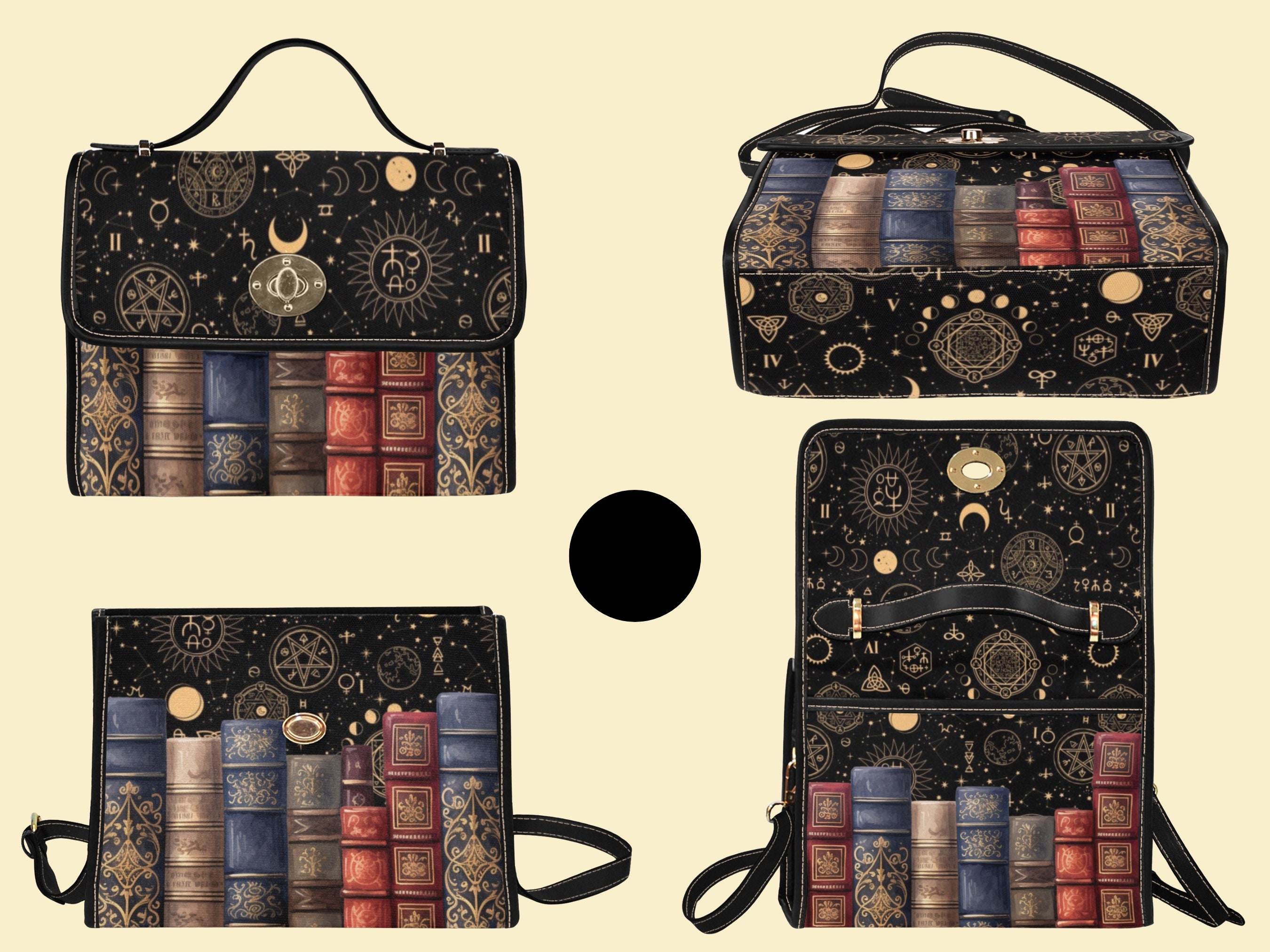 Celestial Book Purse, Dark Academia Book Bag, Book Satchel, Witchy