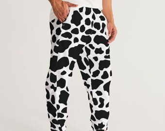 Cow Print Joggers Men Mens Track Pants Festival Clothing Trendy Joggers Mens Trousers Black and White Pants Mens Pants Rave Outfit Etsy