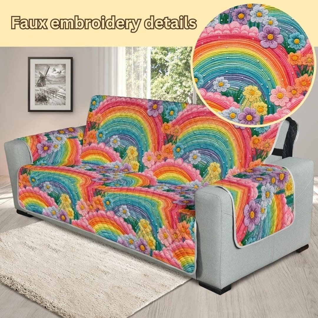 Rainbow Couch Cover Couch Cover for 3 Seat Couch Cover 2 Etsy