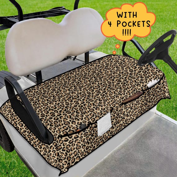 ポケット付きヒョウ柄ゴルフカートシートカバー、男性向けゴルフギフト