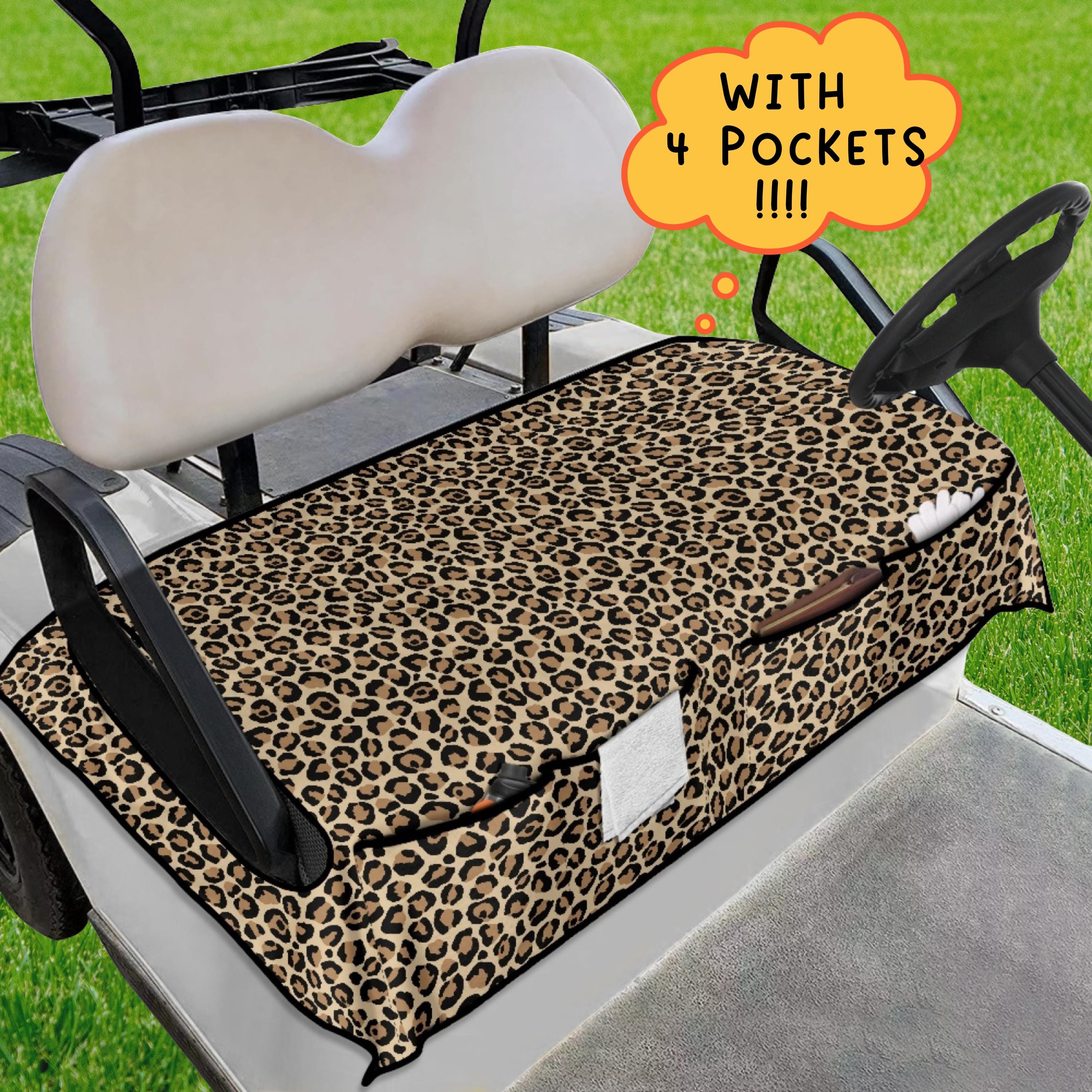 ポケット付きヒョウ柄ゴルフカートシートカバー、男性向けゴルフギフト