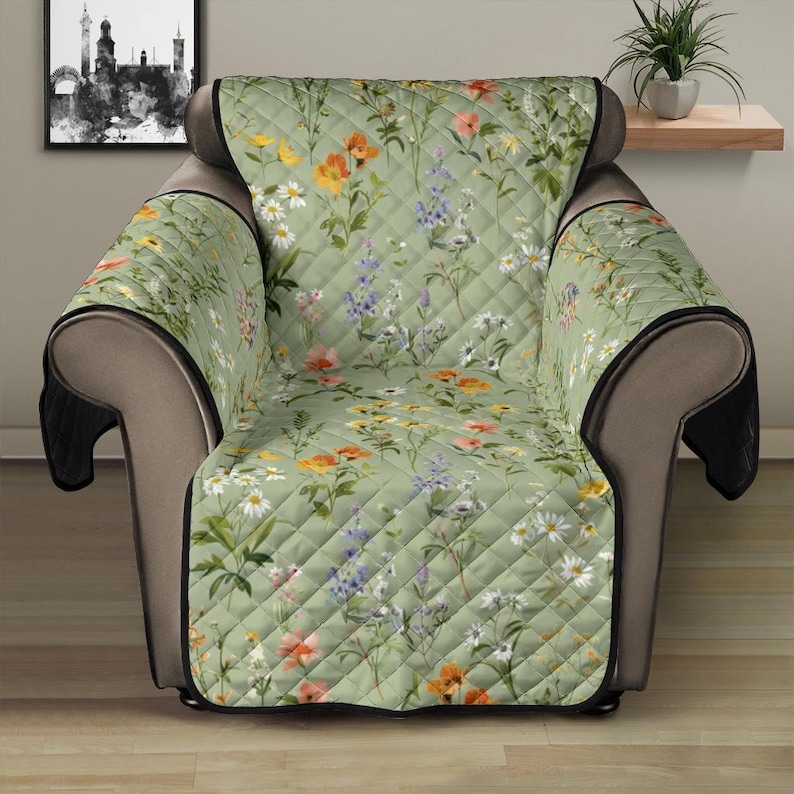 Green cottagecore recliner cover