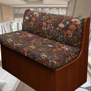RV Sofa Cover, Retro RV Car Accessories Interior, RV accessories for inside, Mushroom Bench sofa slipcover, brown rv dinette cushion cover