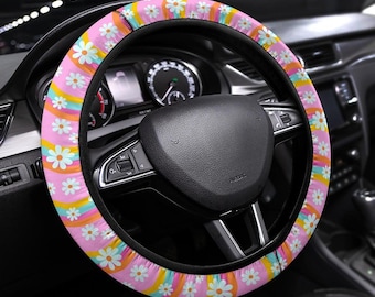 Steering Wheel Cover, Steering Wheel Cover For Women, Car Wheel Cover, Steering Wheel Cover Boho, Wheel Cover For Car, Pink Car Accessories