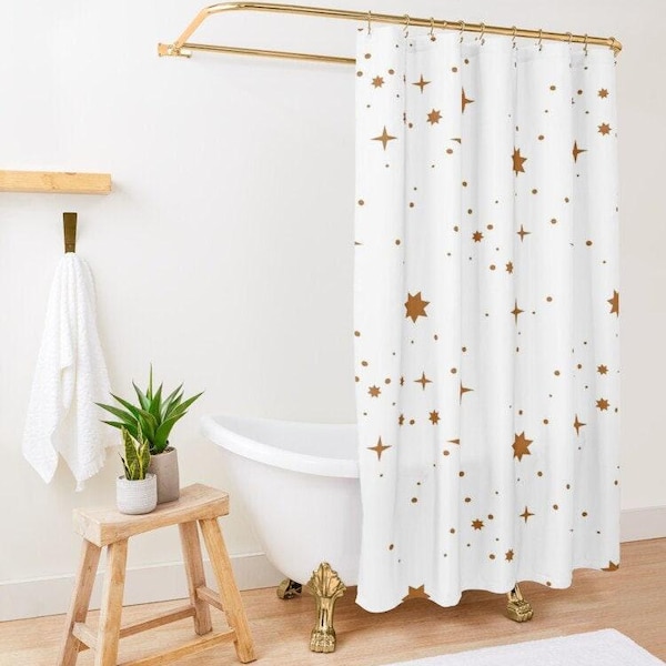 Boho Shower Curtain, Celestial Decor, Shower Curtain Boho, Extra Long Shower Curtain, Guest Bathroom Shower Curtain, Up To 90 Inches Long