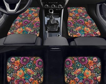 Floral Car Floor Mats, Car Mats Aesthetics, Car Floor Mats For Women, Floor Mats For Car, Boho Car Mats, Car Accessories For Women Boho