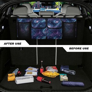 Car Trunk Organizer, Car Trunk Accessories, Trunk Storage, Travel Accessories, Hanging Car Storage Solution, Multi-Compartment Car Organizer