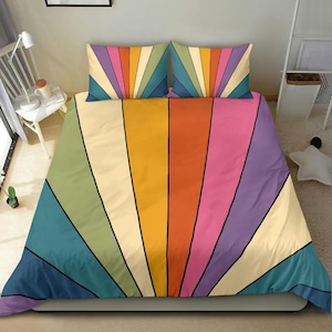 Colorful Duvet Cover, Retro Duvet Cover, Duvet Cover Full, Duvet Cover Queen, Duvet Cover King, Duvet Cover Twin, Boho Room Decor Aesthetic