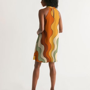 70s Dress, 70s Clothing, Retro Stripes, Large 70s Halter Dress, Sleeveless Dress, Retro Clothing Women, Music Festival, Cool Hippie Dress image 4