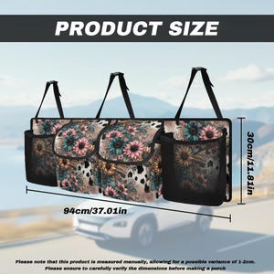Organizador de maletero, accesorios para maletero, almacenamiento en maletero, accesorios de viaje de piel de vaca, solución de almacenamiento para coche, organizador de coche con múltiples compartimentos imagen 2