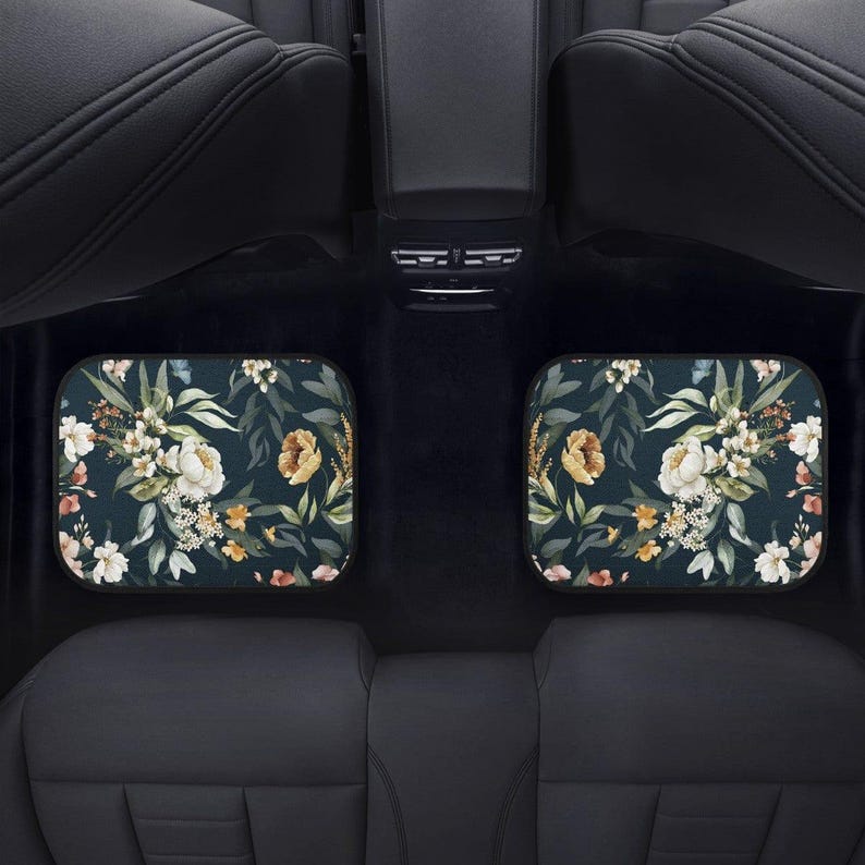 Boho Flowers Car Mats, Car Accessories For Women, Floral Car Floor Mats, Cute Car Accessories, Boho Car Mat, Cute Car Mats, Cottagecore Car image 4