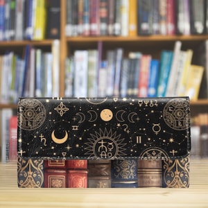 Cartera de libros, Monedero de libros, Cartera de libros de brujas, Regalos de libros, Cartera de brujas, Cartera celestial, Bolso de biblioteca, Regalo para amantes de los libros, Academia oscura