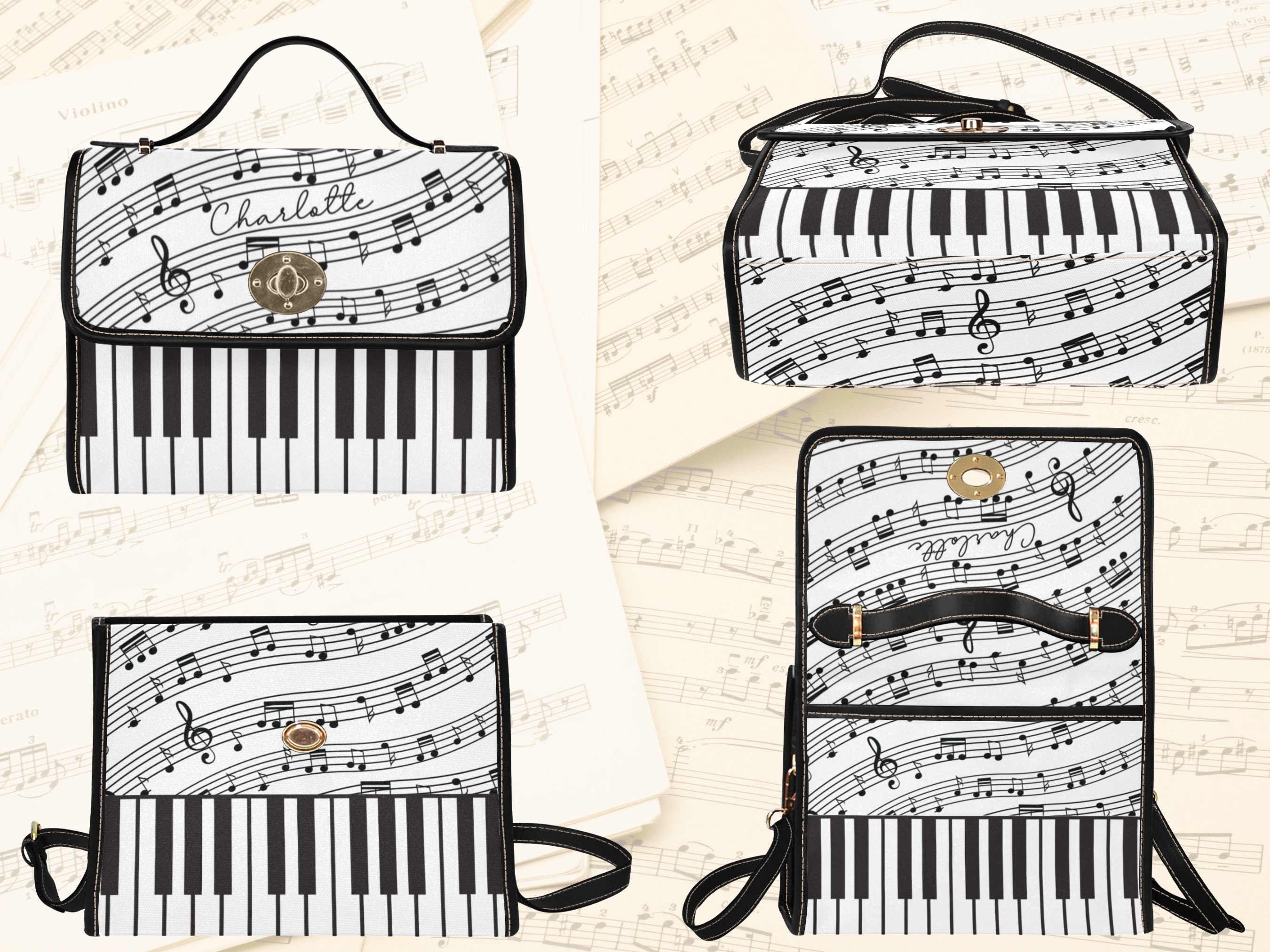 FOTAP Klavier-Make-up-Tasche, 23,5x17 Cm – Geschenk Für Pianisten & Musikliebhaber, Aus Robustem Leinen