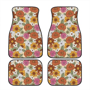 Flower Power Car Floor Mats, Hippie Car Mat, Car Accessories For Women, Stoner Gifts, Retro Car Accessories, Interior Car Decor, Cottagecore