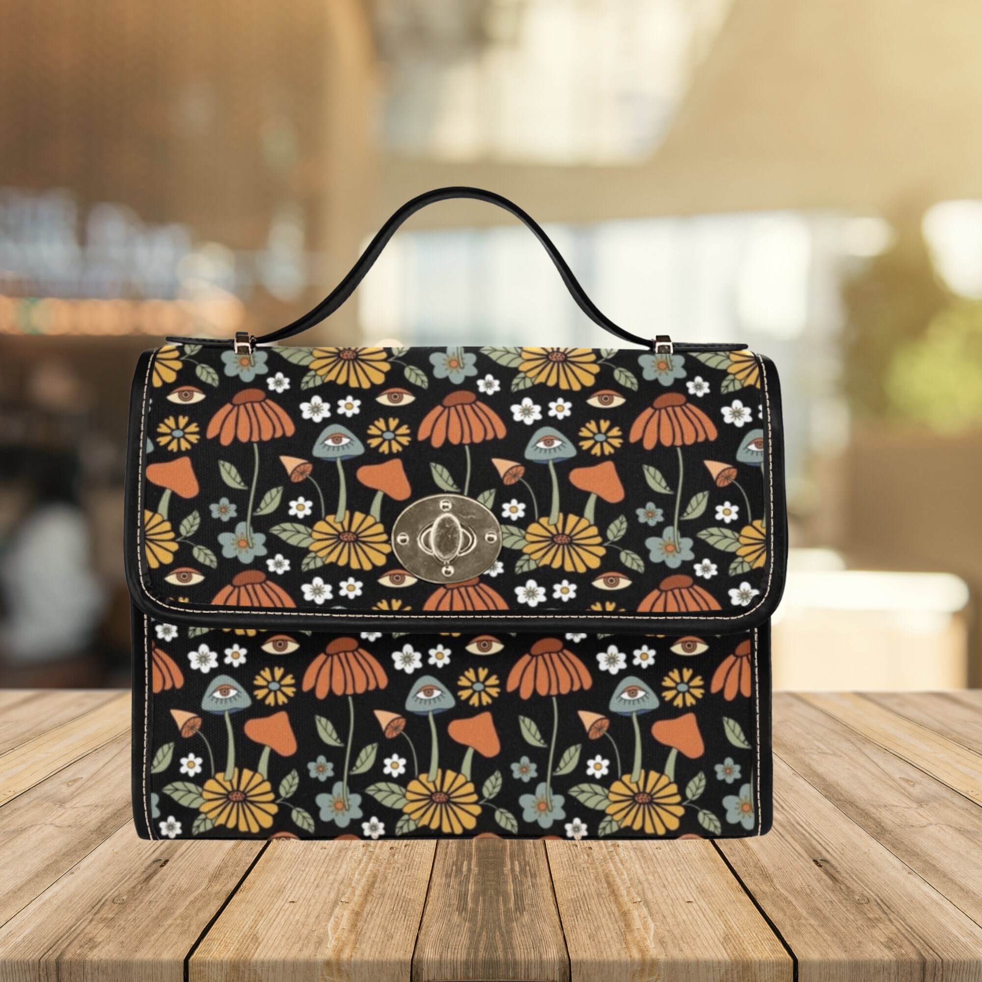 Foiosoh Shoulder Bag Mushroom Flower Patterns Tote Bag Chain Bag Crossbody  Bag Handbag Purse for Women
