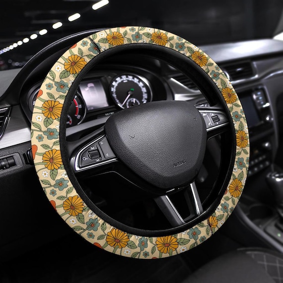 Leather sunflower online steering wheel cover