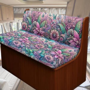 Funda de sofá para autocaravana, accesorios retro para interior de autocaravana, accesorios para interior de autocaravana, funda de sofá con diseño floral, bonita funda de cojín para comedor de autocaravana.