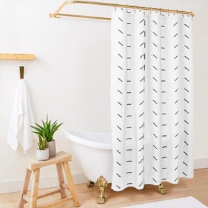 Shower Curtain Boho, Boho Shower Curtain, Minimalist Shower Curtain, Mudcloth Curtain, Extra Long Shower Curtain, Up to 90 inches Long