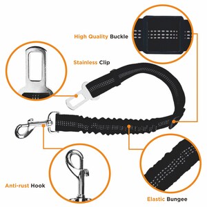 May include: Black dog leash with a bungee cord, a stainless steel clip, and a hook. The leash has a high-quality buckle and an anti-rust hook.