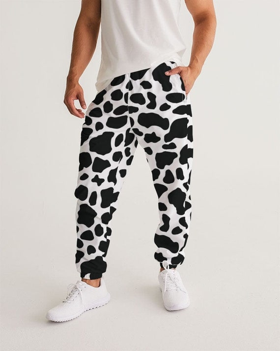 Cow Print Joggers Men, Mens Track Pants, Festival Clothing, Trendy Joggers, Mens  Trousers, Black and White Pants, Mens Pants, Rave Outfit 