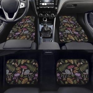 Alfombrillas para coche estilo cottagecore oscuro, alfombrillas para el suelo del coche, accesorios bonitos para el coche, decoración bonita para el coche, accesorios para coche para adolescentes, accesorios para coche con forma de seta imagen 2