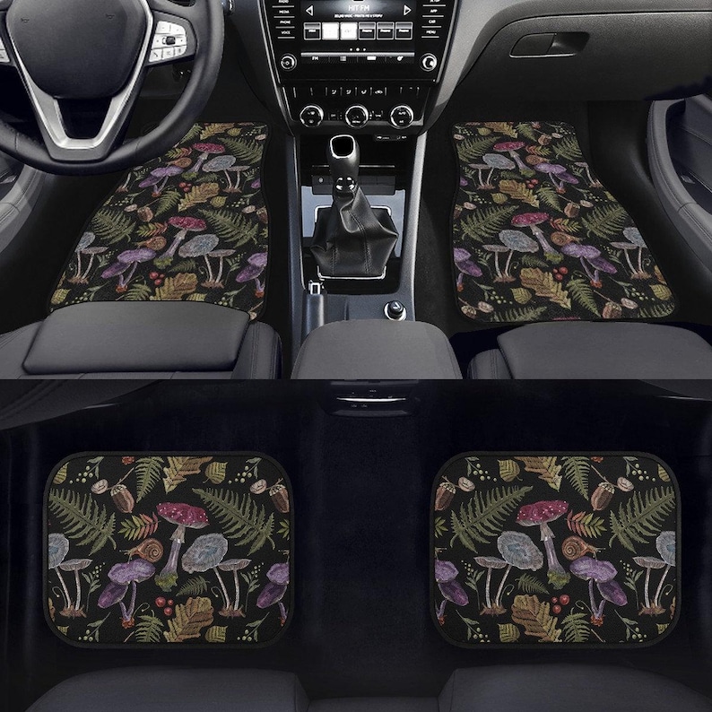 Alfombrillas para coche estilo cottagecore oscuro, alfombrillas para el suelo del coche, accesorios bonitos para el coche, decoración bonita para el coche, accesorios para coche para adolescentes, accesorios para coche con forma de seta imagen 2