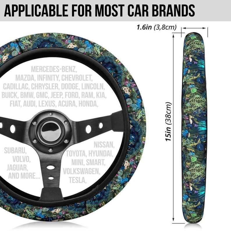 Enchanted Forest Steering Wheel Cover, Steering Wheel Cover For Women, Car Wheel Cover, Steering Wheel Cover Boho, Wheel Cover For Car image 8