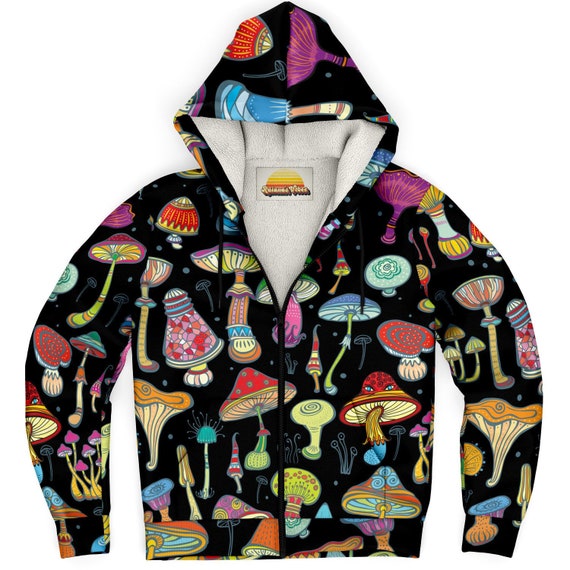 Mushroom Hoodie, Magic Mushroom Zip Hoodie, Zip up Hoodie Women  