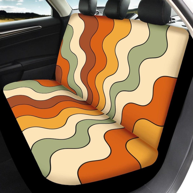 Juego completo de fundas para asientos de coche, fundas retro para asientos de coche, accesorios bohemios para coche, fundas para asientos de coche, accesorios para coche para mujeres, decoración bonita para coche Rear set - 2PCS