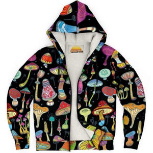 Mushroom Hoodie, Magic Mushroom Zip Hoodie, Zip Up Hoodie Women, Hoodie Men, Rave Gifts Men, Festival Outfit, Mushroom Rave Outfit, Stoner image 1