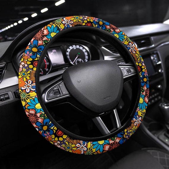 Flower Embroidered Steering Wheel Cover, Elastic Steering Wheel Cover, Boho Steering  Wheel Cover for Women, Cute Steering Wheel Cover -  Israel