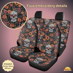 Skulls Car seat covers for vehicle, seat covers for car full set, Boho car seat covers, Cute Car Seat Covers, Cute car accessories interior