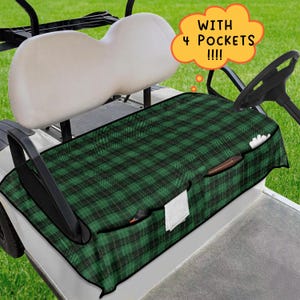 Plaid Lumberjack Golf Cart Seat Cover With Pockets, Golf Gift, Golf Towel, Golf Lover, Gift For Golfer, Golfer Gifts, Golf Cart Accessories