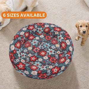 Christmas Flowers Dog Bed, Cute Cat Bed, Calming Cat Bed, Foral Pet Accessories, Floral Small Dog Bed, Washable Pet Bedding, Donut Dog Beds