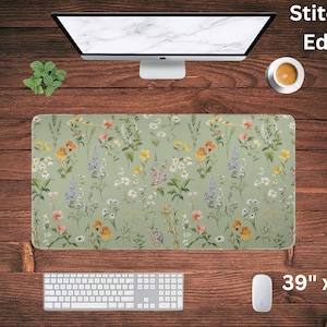green floral desk mat