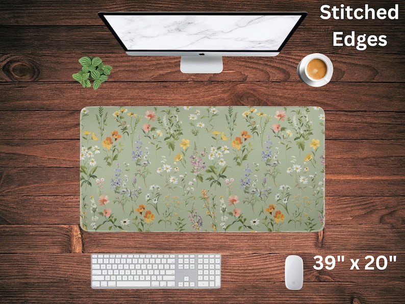 green floral desk mat