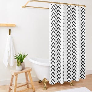 Mudcloth Shower Curtain, Extra Long Shower Curtain, White Shower Curtain, Minimal Shower Curtain, Shower Curtain Boho, Boho Shower Curtain