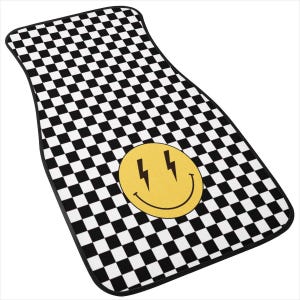 Esthétique Y2k, Décoration BCBG, Tapis protecteurs de voiture, Tapis de voiture, Tapis protecteurs à carreaux blancs pour voiture, Éclairs, Tapis de voiture mignons, Accessoires de voiture
