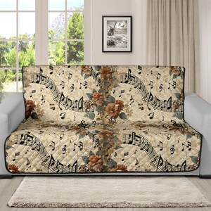 Roses and Music Sofa Cover, Cottagecore Sofa Cover, Quilted Couch Cover ...