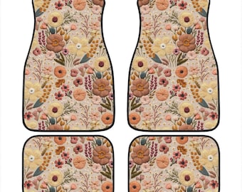 Summer Wildflowers Car Floor Mats, Car Mats Aesthetics, Car Floor Mats For Women, Floor Mats For Car, Boho Car Mats, Boho Car Accessories