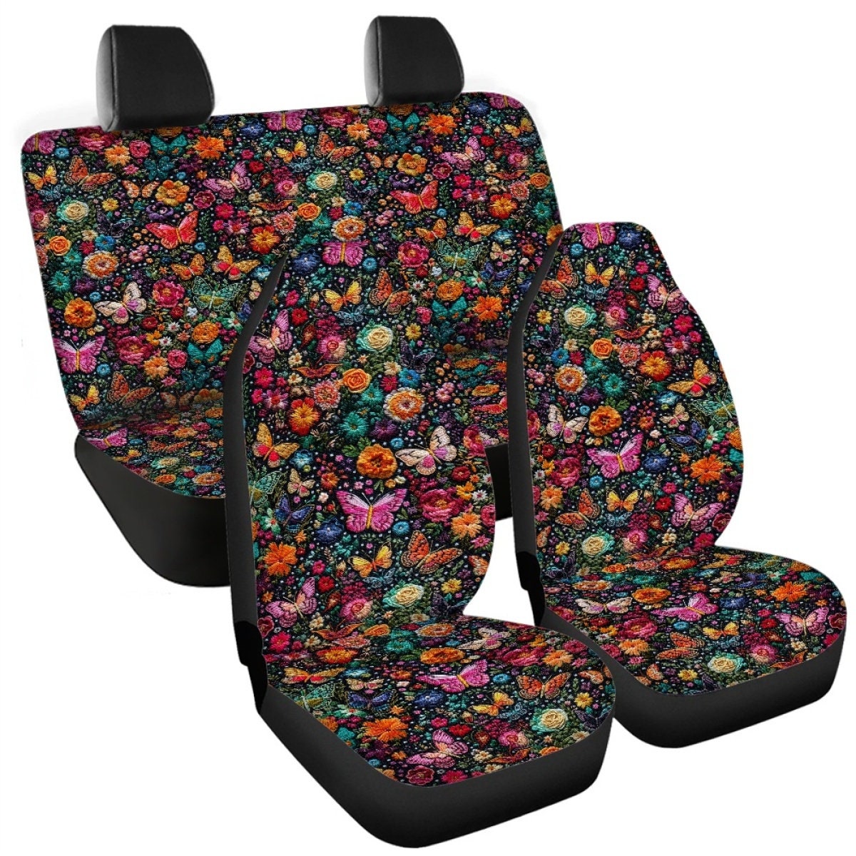 2pcs/set Butterfly Pattern Printed Elastic Car Seat Covers